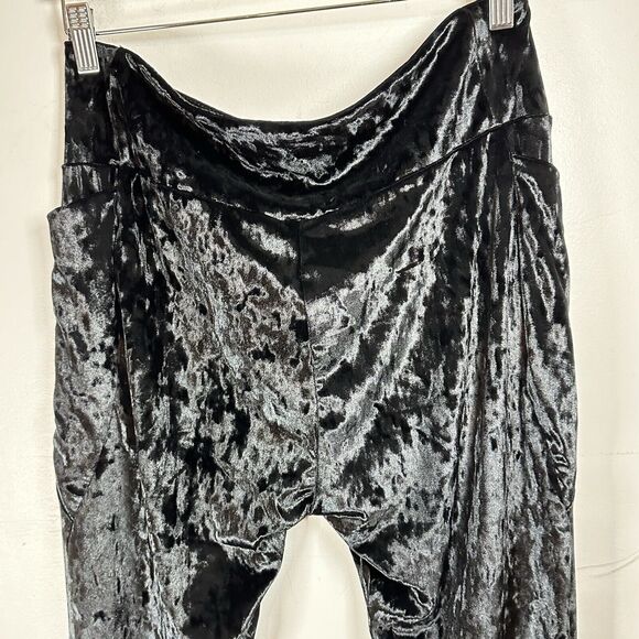 FABLETICS High Waisted Crushed Black Velour Crossover Leggings Size XXL NWOT - Picture 9 of 16